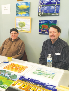 Avivo ArtWorks Collective Members Peter F. Hinze and Sjolin selling at a recent ArtWorks Winter Market